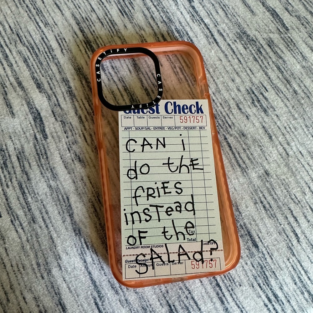 Casetify Orange Clear Phone Case with Receipt Design